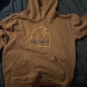 Carhartt Tan Hoodie with Yellow Emblem